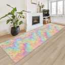 Fluffy Rainbow Rug for Girls Bedroom 2x8 Feet Kawaii Tie Dye Area Rug Colorful Unicorn Runner Rug for Kids Teens Nursery Baby Princess Room Living Room Home Decor Carpets (Tie-dyed Rainbow)