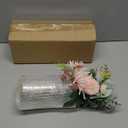 LUEUR Faux Flowers with Vase, Artificial Pink Flowers in Vase, Fake Eucalyptus and Chrysanthemum, Flower Arrangement for Home Spring Decor Dining Table Centerpiece Decorations Coffee Table Decor (White)