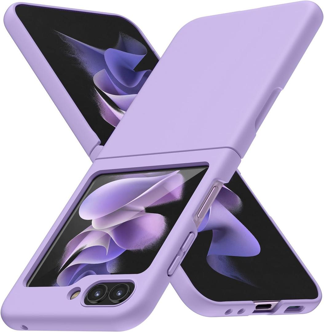 Compatible with Samsung Galaxy Z Flip 5 Case, Clear Hard PC Cover Cute Simple Never Yellowing Lightweight Matte Protective Slim Bumper Phone Case for Samsung Galaxy Z Flip 5, Purple(6-25)