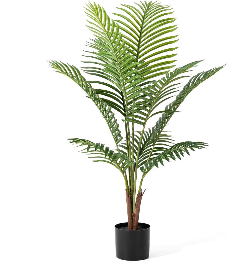 Glitzhome Artificial Palm Tree 3.5FT Faux Palm Plant in Pot for Modern Home Office Living Room Floor Decor Indoor