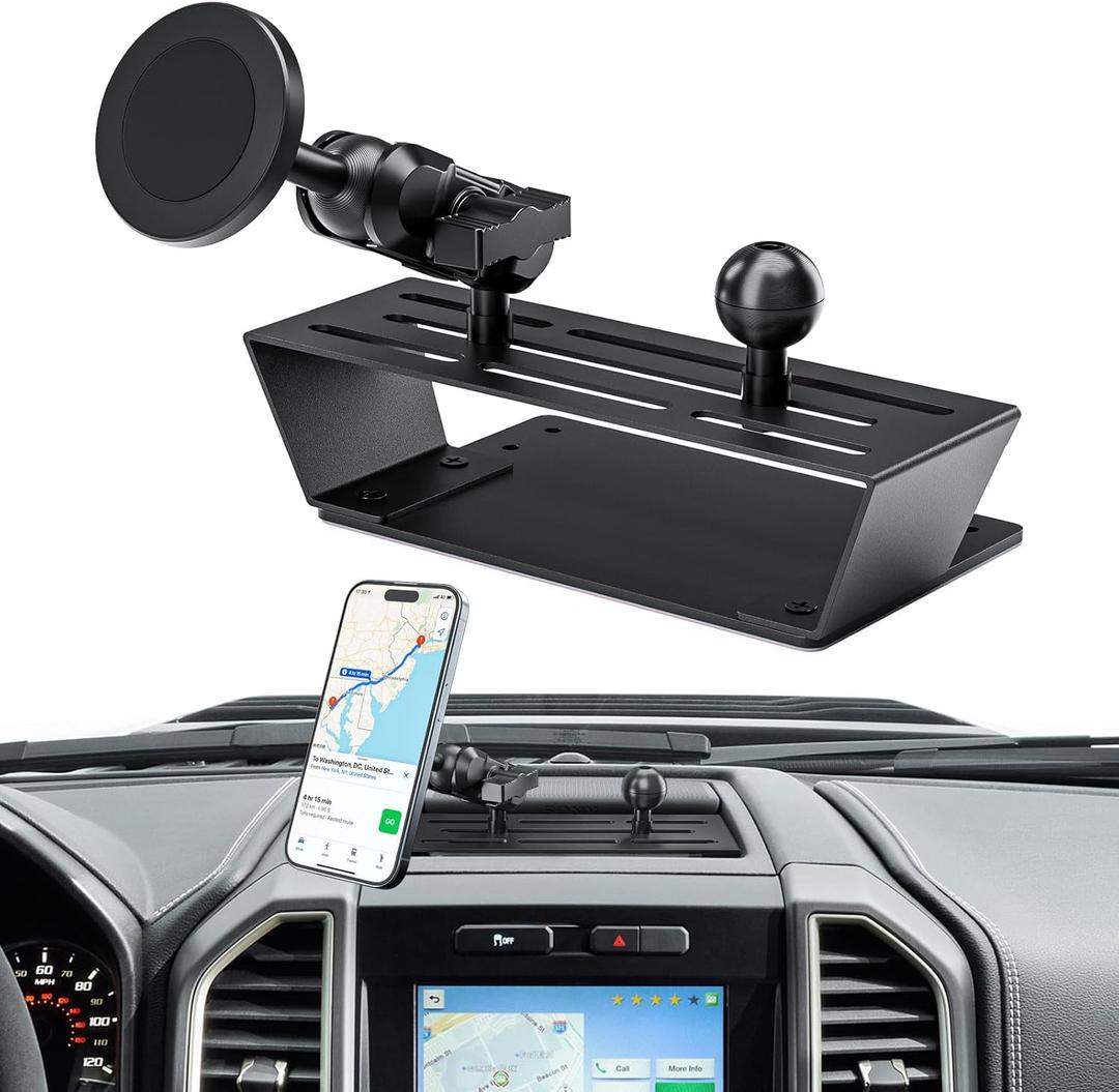 Magnetic Dash Phone Holder for F150, No Punching Required Phone Mount Compatible with 2015-2020 F150 2017-2022 F250 F350, Full Metal Cellphone Mounting Bracket for Most CellPhones (BLACK)