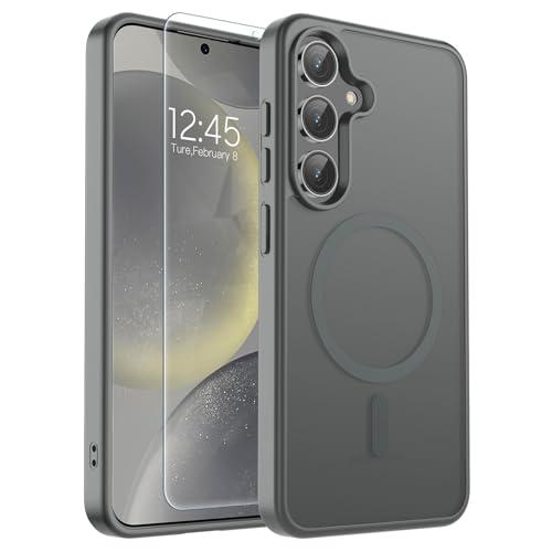 SUPFINE Magnetic for Samsung Galaxy S24 Case / S25 Case(Compatible with MagSafe) (Military Grade Drop Protection) Slim Translucent Shockproof Phone Case, Titanium Gray