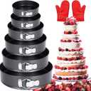 Springform Cake Pan Set, Non-stick 6pcs(7 8 8.5 9.5 10 11Inch) Cheesecake Pan Removable Bottom, Leakproof Round Spring Form Pans Cake Pans Sets for Baking, Included 2pcs Silicone Baking Gloves