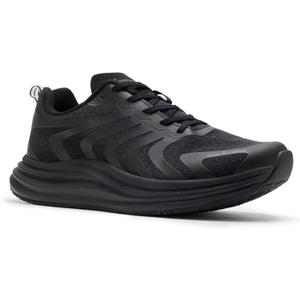 Men's Orthopedic Road Running Shoes: Comfortable Casual Arch Support Plantar Fasciitis Walking Sneakers for Flat Feet, Orthotic Outdoor Gym Work Sports Tennis Shoes for Foot and Heel Pain Relief (9 Wide, W1-black)