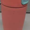 Ello Kids Colby 12oz Stainless Steel Insulated Water Bottle with Straw and Built-In Silicone Coaster Carrying Handle and Leak-Proof Locking Lid for School Backpack, Lunchbox, and Outdoor Sports (Coral/Mint)