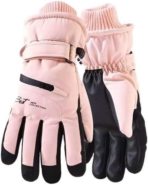 Winter Cycling Gloves Non Slip Touch Ski Gloves Snowboard Accessories Waterproof Pocket Warm Men's and Women's (Pink for Women)