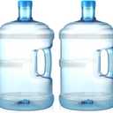 Bokon 2 Pieces gallon water jugs Round Plastic Water Bottle with Handle Screw Cap Reusable Large Capacity Bottle for Camping Outdoor Travel Gym Use