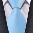 Tastion Solid Color Necktie and Pocket Square with Tie Clip Sets for men, Sky Blue