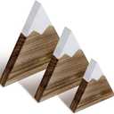 Maitys 3 Pcs 3 Size Mountain Shelf Decor Mountain Wooden Sign Farmhouse Wood Adventure Sign Woodland Nursery Decor Travel Table Centerpiece for Home(Dark Brown)