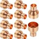 PATIKIL 1" to 1/2" Nominal Size Copper Reducer, 10pcs 99.9% Pure Copper Reducing Coupling Pressure Fitting Pipe Tube Connector Adapter Sweat Solder Connection