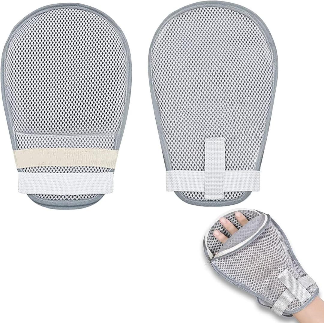Dementia Restraint Gloves For Bedridden Patients, Dementia Products For Elderly, Hand Restraints (Grey)