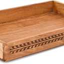 Nirman Serving Trays Acacia Wood Engraved Designer Tray with Handles | Elegant Gift for Home Decor, Hosting, Parties (15" x 10" x 1.75")