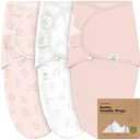 3-Pack Organic Baby Swaddle Sleep Sacks - Swaddles for Newborns, Infant 0-3 Months, Baby Girls, Boys, Soft & Snug Newborn Sleep Sack, Nursery Swaddling Blankets (ABC Land Rose)