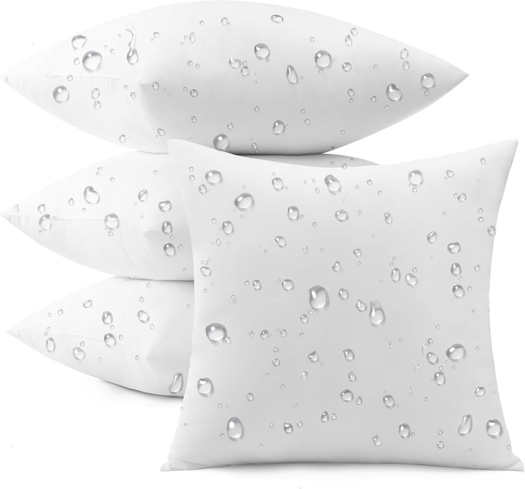 puredown 26x26 Outdoor Pillow Inserts, Set of 4, Fluffy Soft Waterproof Down Alternative Euro Pillows for Porch Swing Sofa Couch Cushion Patio Furniture