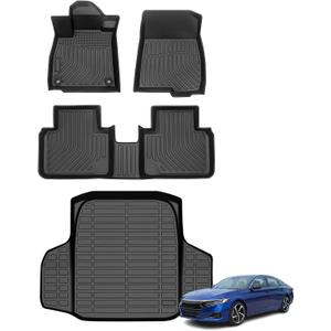 Floor Mats & Cargo Liner for 2018-2022 Honda Accord & Honda Accord Hybrid, All Weather Automotive TPE Floor Liners Set Anti-Slip Waterproof Accessories (Car Mats+Trunk Mat) Black