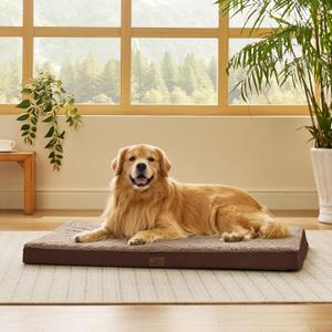 Bedsure XL Dog Beds Large Sized Dog -Comfy Flat Extra Large Pet Beds with Removable Washable Cover, Orthopedic Egg Crate Foam Mat, Suitable for Pet Up to 100 lbs (Brown)