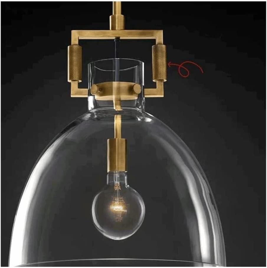 All Copper Pendant Light Kitchen Light Fixtures Ceiling Creative Industrial Glass Chandelier Glass Single Head Bedside Chandelier Bedroom Living Room Decoration Hanging Lamp(Style b,Warm Light) (STYL
