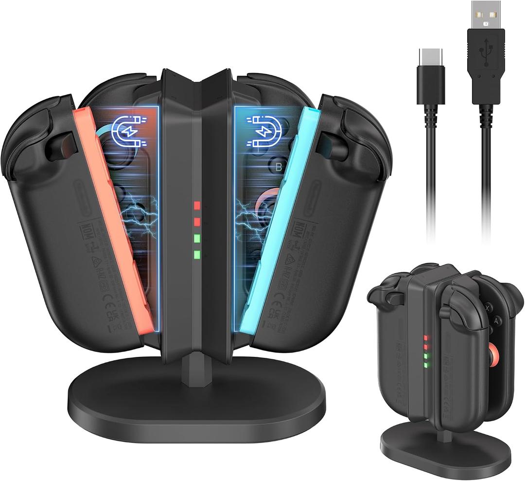 Charging Dock for Switch 2 Joy-Con Controllers, Single-Direction Magnetic Controller Charger Station with LED Indicators & Overcharge Protection for Joycon 2 Game Console Accessories