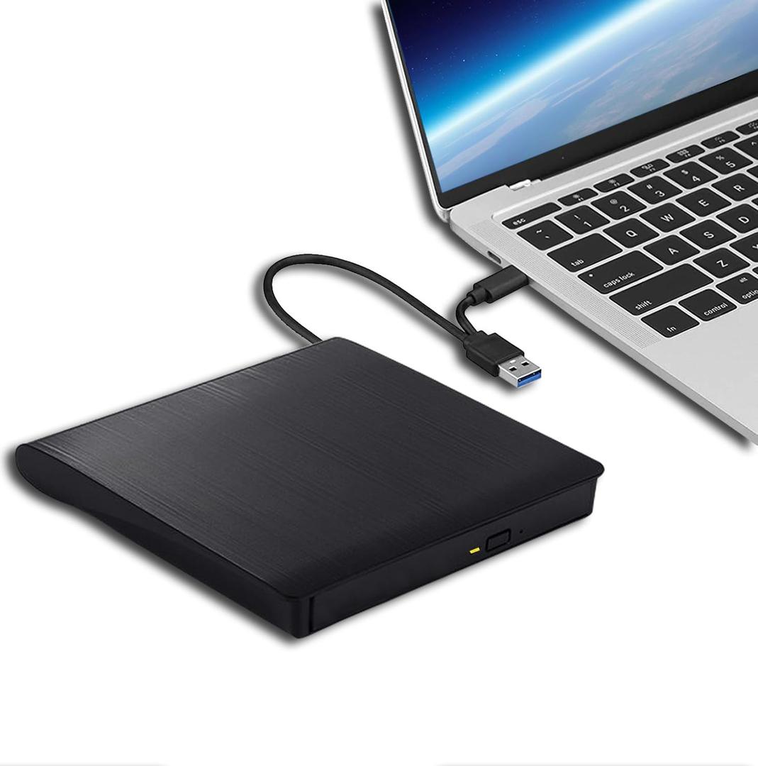 External CD DVD Drive for Laptop,Type-C USB 3.0 Portable CD DVD Burner/Writer Optical Disc Drive Player Reader for MacBook Pro Air iMac Laptop Desktop PC Windows 11/10/8/7 Linux Mac OS