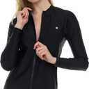 Hurley Rash Guard for Women Full Zip, Zip Up Long Sleeve Swim Shirts for Women, Surfing Top UPF 50+ SPF Sun & UV Protection (Small, Black)