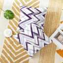 CaliTime Throw Pillow Covers Pack of 2 Cozy Fleece Abstract Geometric Fold Line Decorative Cushion Cases for Couch Bed Sofa Farmhouse Decoration 18 X 18 Inches Deep Purple Grey