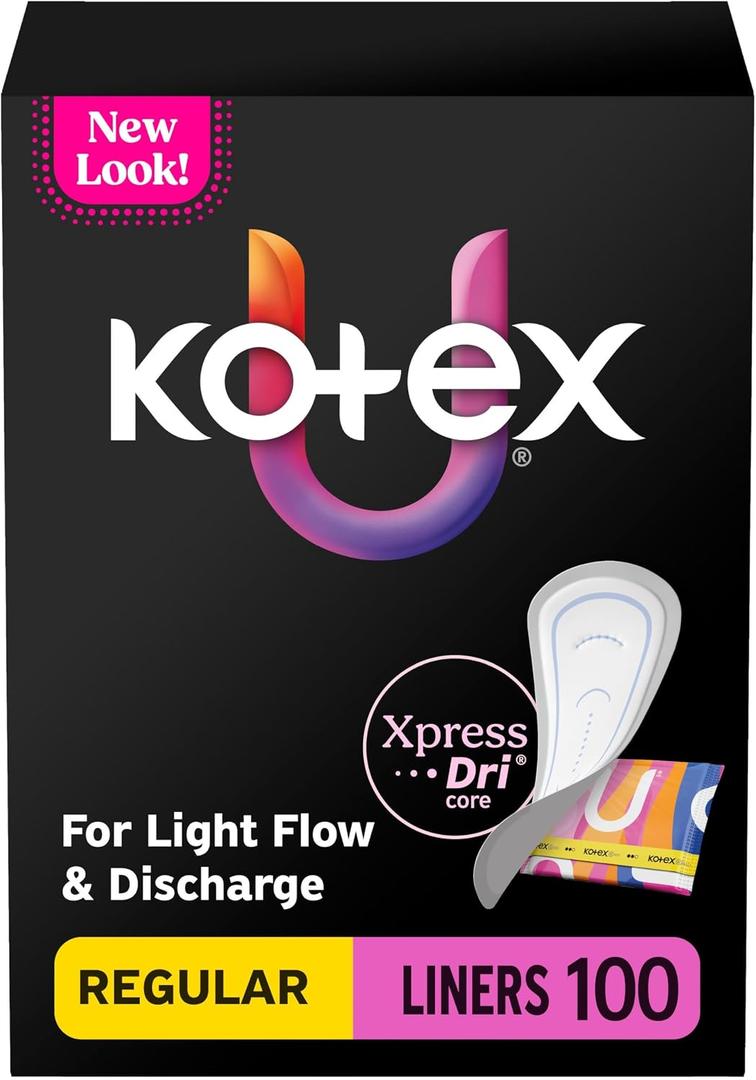 Kotex Wrapped Liners, Light Absorbency, Regular Coverage, 100 Count