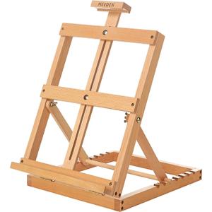 MEEDEN Heavy-Duty Tabletop Studio H-Frame Wooden Easel- Solid Beech Wood Adjustable Artists Desktop Wood Easel Table for Artist, Beginners & Teens- Holds Canvas Art up to 23" High