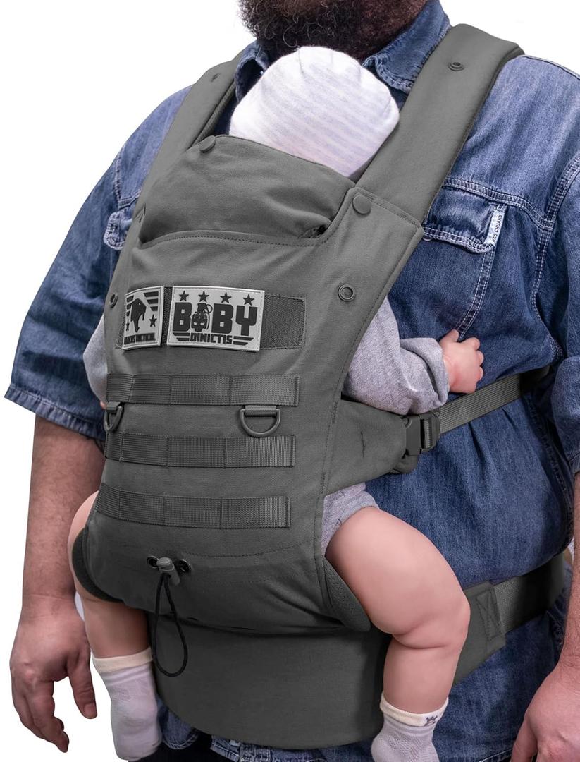 Ergonomic Lumbar Support Baby Carrier for Infants to Toddlers (8-33 lbs), Cozy and Lightweight Military Baby Carrier for Big and Tall Parents-Dark Grey