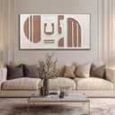 Oversized Wall Decor Textured Wall Art White Brown Living Room 29x58Inch