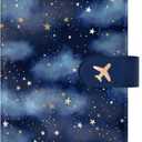 Passport Holder for Travel Essentials, RFID Blocking Leather Cover Wallet with Magnetic Closure, Aesthetic & Cute Passport Book Case for Women and Men - Star