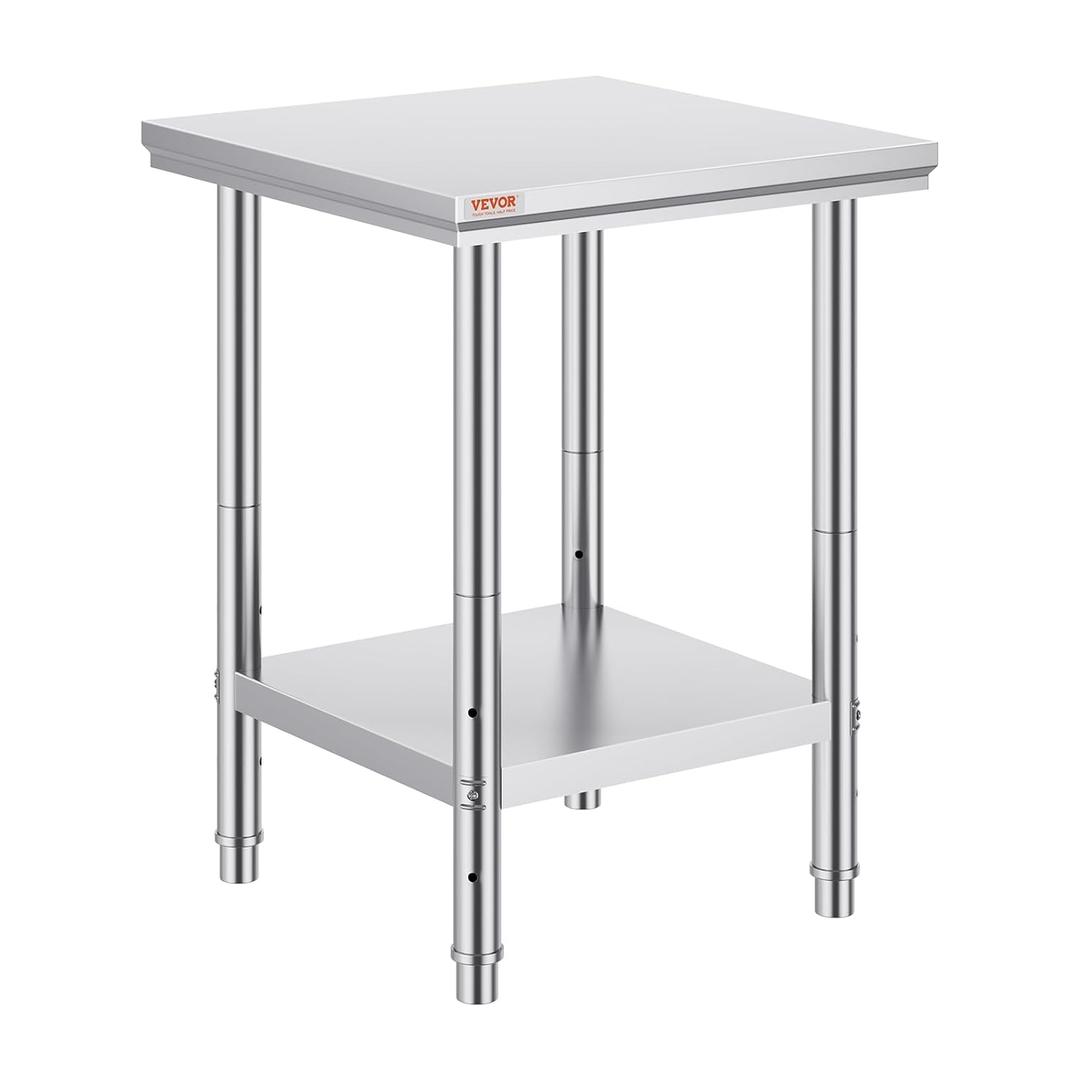 Vevor Stainless Steel 24 x 24 x 32 Inch Commercial Kitchen Prep & Work Table Heavy Duty Metal Work Table with Adjustable Feet for Restaurant, Home and Hotel : Industrial & Scientific
