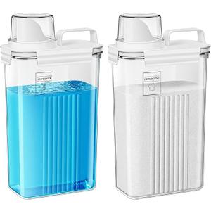 Laundry Detergent Dispenser for Laundry Room,94oz Fabric Softener Dispenser,Liquid Laundry Detergent Container,Laundry Detergent Organizer for Laundry Room Organization with 6 Labels,2 Pack