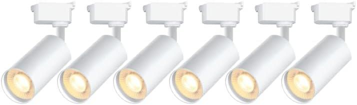 Dimmable H Type Track Lighting Heads, 6PCS Brightened 4000K Natural White 20W 2400lm for Accent Lighting, LED Track Lighting Ceiling Spotlight Fixture