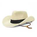 Straw Cowboy Hat for Men Women Western Cowgirl Hats with Shapeable Wide Brim for Beach Sun Summer (Beige)