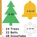 Punch Out Paper Cutouts in Holiday Colors, 188 Pieces Snows, Trees, Stockings, Light Bulb, Bells, Cardstock for Children Craft Kindergarten, Classroom, and Christmas Party Decorations