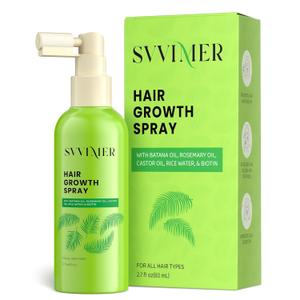 Svvimer Hair Growth Serum Spray - with Rosemary Batana Oil Biotin for Hair Loss and Thinning - Thicker Fuller Longer - for Women and Men 2.7 Fl Oz (Pack of 1), EXP 2028/04/20