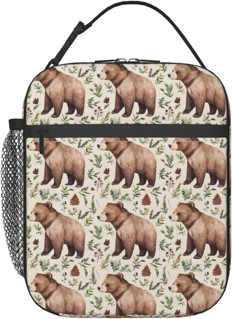 Bear Lunch Box Insulated Lunch Bag for kids Girls Boys,Reusable Lunch Box Containers for Women Men,Durable Cooler Tote Bag Lunchbox for Office/School/Picnic