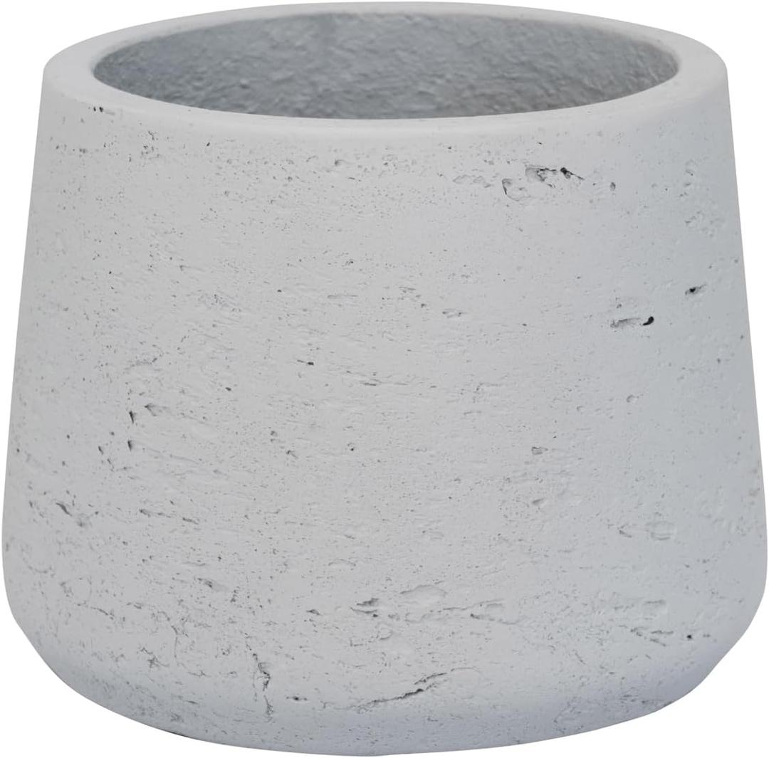 5.31" W Round White Washed Fiberclay Patt Small Planter, Indoor Outdoor Modern Plant Pot for Plants Flowers Succulents Home Garden Decor