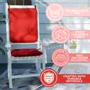 Klear Vu Porch Rocking Chair Cushion Set for Indoor and Outdoor Use, Assembled in The USA, Easy to Clean Stylish Seat and Back Pads with Fabric Ties, 20" x 17" x 2", Solid Red
