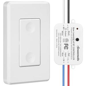 DEWENWILS Wireless Light Switch and Receiver Kit, No in-Wall Wiring Required,Remote Control Wall Switch Lighting Fixture for Ceiling Lights, Fans, Lamps,100 Ft RF Range, Programmable