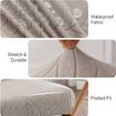 Genina Waterproof Chair Covers for Dining Room 6 Pack, Stretch Jacquard Dining Chair Cover Removable Washable Chair Protectors Cover for Kitchen, Home (Leaves-Warm Gray, 6 PCS)