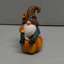 Jetec Fall Thanksgiving Gnome Statue Pumpkin Gnome Decoration White Beard Figurine Autumn Resin Dwarf Elf Statue for Porch Garden Outdoor Yard Fall Thanksgiving Decorations, 6.7 Inch Tall(Elegant)