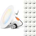 LVWIT 4 Inch LED Recessed Light, Recessed Can Lights Color Selectable 2700/3000/4000/5000/6000K 5CCT, 7W 700LM, Dimmable Led Can Lights with E26 Conversion Kit,Suitable for 4inch Can,24 Pack (White)