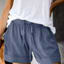 Acelitt Women Comfy Drawstring Casual Elastic Waist Pocketed Shorts,S-3XL (Blue, XXL)