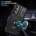for Samsung Galaxy S24 Case Military Grade Drop Shock Protection Cell Phone Cover with Slide Camera Cover Built-in 360 Rotate Ring Stand for S24 6.2 - Black
