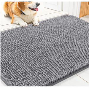 Smiry Dog Door Mat for Muddy Paws 30x20, Absorbs Moisture and Dirt Doormat | Grey, Non-Slip Washable Quick Dry Chenille Front Door Mat Indoor Entrance, Entryway Carpet for Inside Floor
