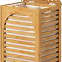 Laundry Hamper, 22.5 Gallon (85L) Bamboo Wood Clothes Laundry Basket with Lid and Handles, Removable Liner (Natural, Large)