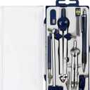 UNJOO Drawing 9Pc Geometry Set Metal Compass, Geometry Precision Tool for Student, Circle Drawing Tool and Architecture, Drafting Kits for Engineer with Shatterproof Storage Box (Blue)