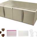 Wedding Dress Storage Box – Large Wedding Dress Preservation Box 94L with Acid-Free Tissue Paper, Cedar Wood Blocks, White Gloves & Dust Bag for Bridal Gown Preservation (Gray)