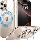 Temdan Designed for iPhone 16 Pro Max Case, 360Rotatable Ring Stand Compatible with MagSafe Military-Grade Protection Magnetic Kickstand Case 6.9 inch-Clear